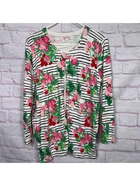 Merona Floral Striped Cardigan Sweater - Size L